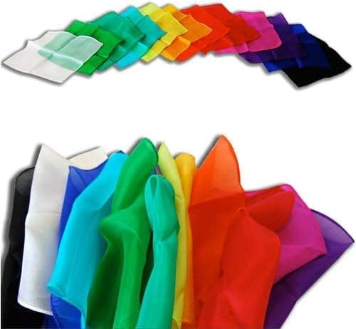 Magic Makers 6 Inch Assorted Color Silks - Professional Grade (12 Pack)