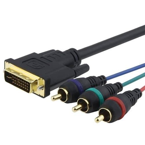 eForCity Premium DVI-I to 3 RCA Component RGB Cable M/M - 6 FT / 1.8m Compatible with Xbox 360 Ultra Series, Black