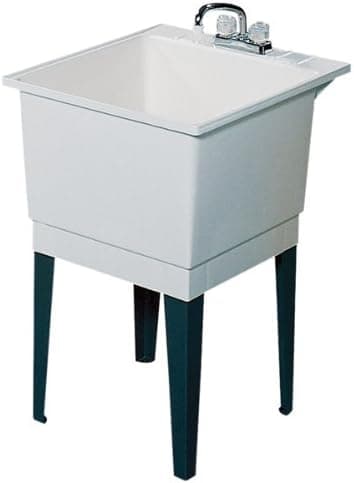 Swanstone PT-1-010 22-Inch by 25-Inch Floor-Standing Single Laundry Tub, White Finish