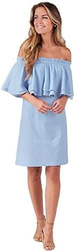 Mud Pie Womens Pippa Off The Shoulder Chambray Dress
