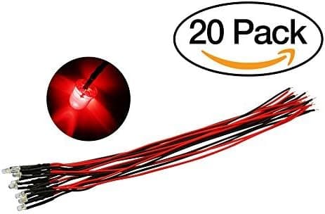 Common Sense RC 20-Pack of Pre-Wired 3mm Bright Red LED Light Bulbs