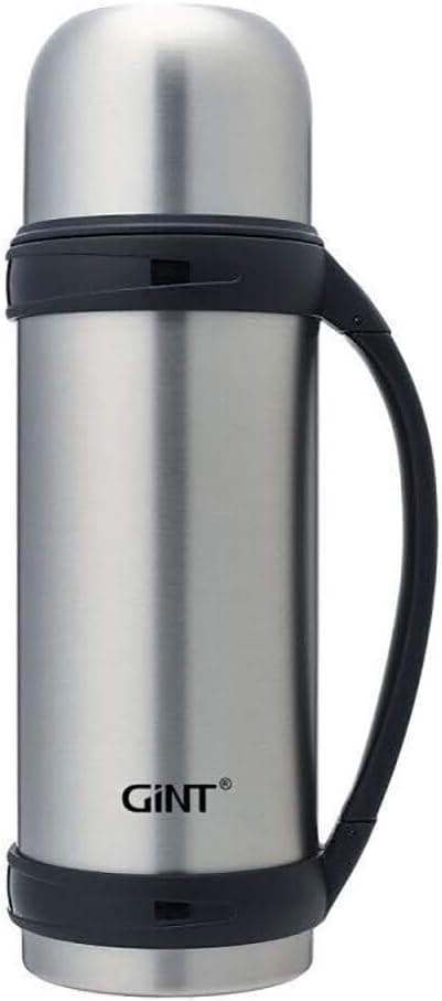 GiNT Stainless Steel Outdoor Large Capacity Travel Thermos with Top Lid, with Carrying Strap and Handle, Double Wall Insulated, Leak proof, Wide-opening, Silver, 41 oz / 1.2L