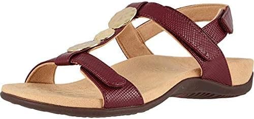 Vionic Women's Rest Farra Backstrap Sandal - Ladies Adjustable Sandals with Concealed Orthotic Support Fig Lizard 11 Medium US