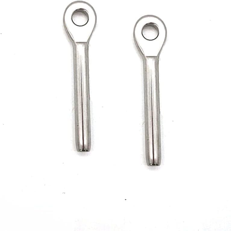 Jingyi Stainless Steel 316 Marine Eye End for 1/8" Diameter Wire Rope,Swage Eye Terminal end Fitting -2 Pack