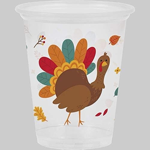 Thanksgiving Plastic Cups, 16 oz. | Clear | 8 Pcs.