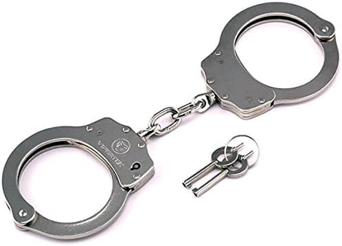 VIPERTEK Double Lock Steel Police Edition Professional Grade Handcuffs (Silver)