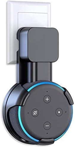 Matone Outlet Wall Mount Holder for Dot 3rd Generation & Mi AI, A Space-Saving Solution for Your Smart Home Speakers, Clever Dot Accessories with Cord Arrangement Hide Messy Wires - Black