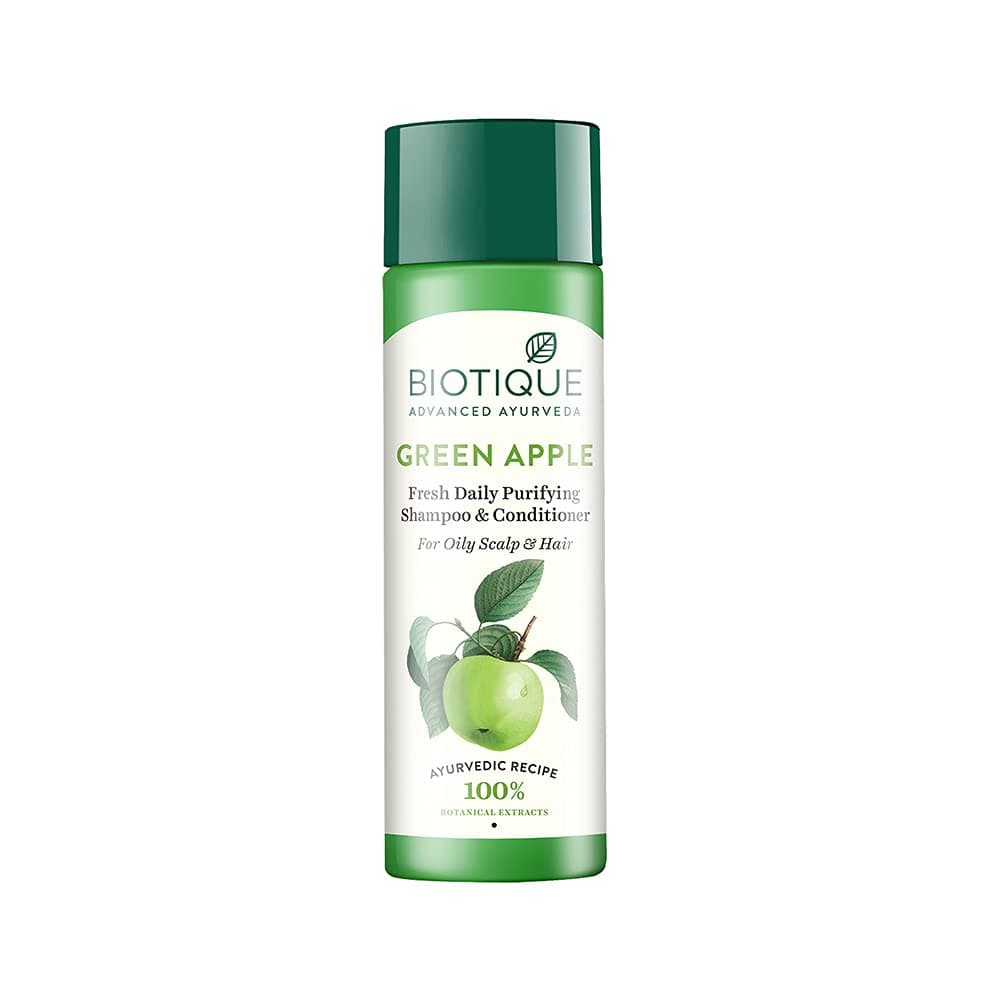 Biotique Bio Green Apple Fresh Daily Purifying Shampoo and Conditioner, 120 ml/4.05 Oz.