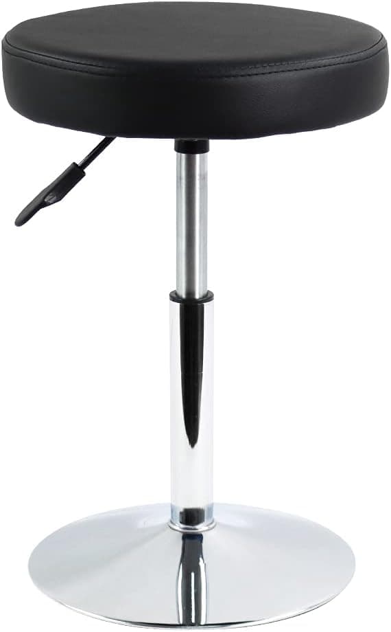 FURWOO Round Vanity Stool PU Leather Height Adjustable Shop Stool Swivel Counter Stool Office Stool Chair SPA Salon Stool Manicure Stool Tattoo Stool Small(Black)