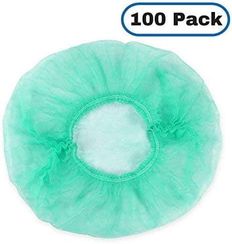 MIFFLIN Hairnets (Green, 100 Pack) for Hair Cover, Disposable Polypropylene Bouffant Hairnet Caps for Food Service, Hair Net for Non Medical Use