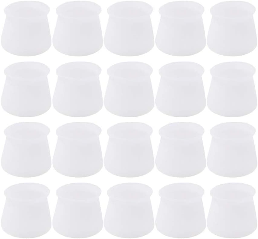 20 Pcs Furniture Silicone Protection Cover, Round Chair Leg Cups Cover Transparent Anti-Slip Chair Table Feet Leg Pads Caps Cover for Prevents Scratches and Noise