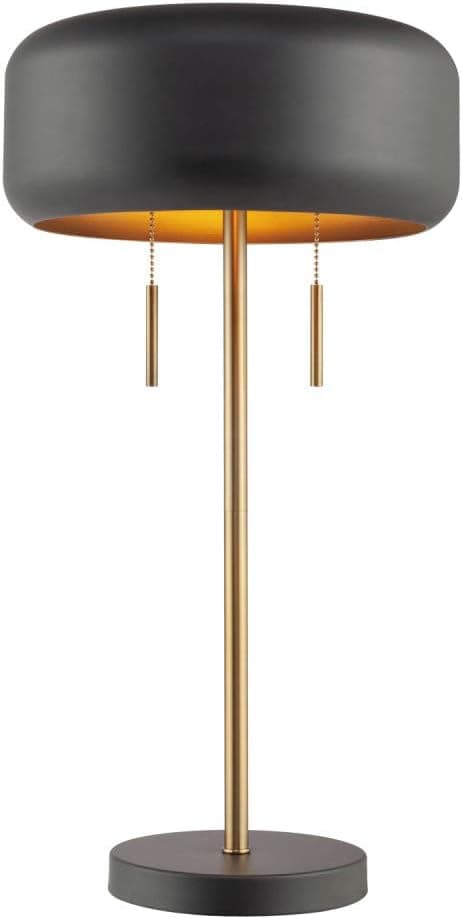 Globe Electric 67347 22" 2-Light Table Lamp, Metallic Dark Gray, Table Lamp for Living Room, Dual Pull Chains, Lamps for Bedrooms, Nightstand, Room Décor, Home Improvement, Home Office Accessories