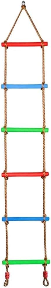 letsgood 6.6 ft Colorful Climbing Rope Ladder for Kids - Outdoor Backyard Playground Swing Ninja Slackline Ladder for Warrior Obstacle Course, Tree House, Swing Set