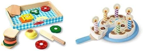 Melissa & Doug Wooden Sandwich Set & Birthday Cake Bundle