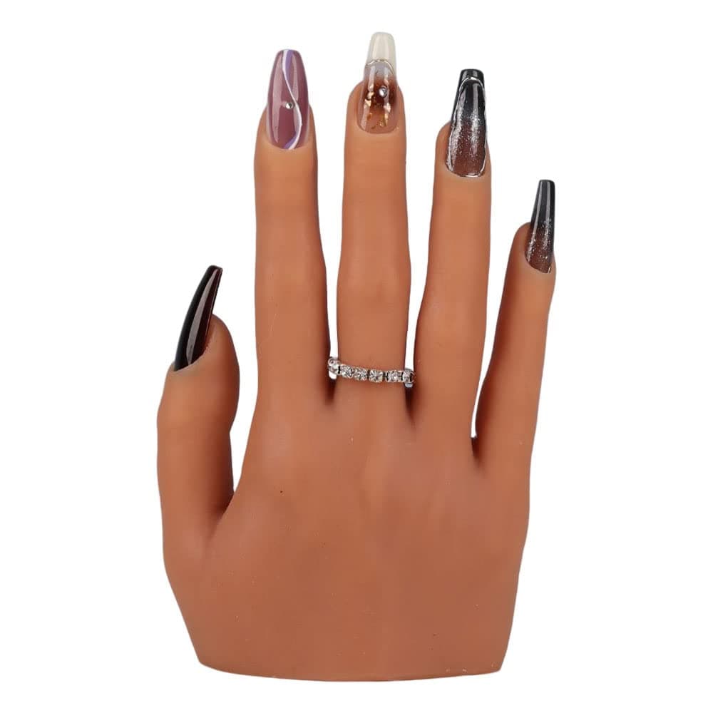 Practice Hand for Acrylic Nails Silicone Practice Hand with Insertable Nails Perfect for Nail Art Beginners/Nail Salon Artists Color4# Right Hand