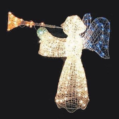 48" Crystal 3-D Angel with Trumpet Lighted Christmas Yard Art Decoration - Multi-Color Lights