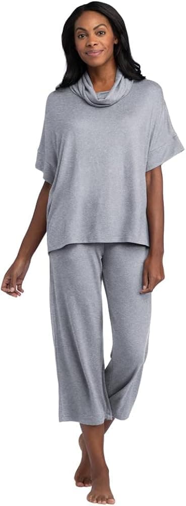 Softies Women's Lightweight Ultra Soft Cowl Neck Dream Jersey 2 pc Lounge Set
