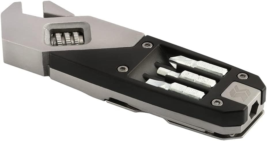 Swiss+Tech ST41070 Adjustable Wrench Multi-Tool, Black/Brushed Stainless Steel, 7-in-1