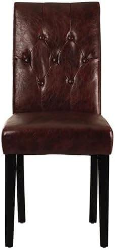 Cooper Tufted Parsons Chair, 37"Hx17.5"W, TXTRD LTHR RED