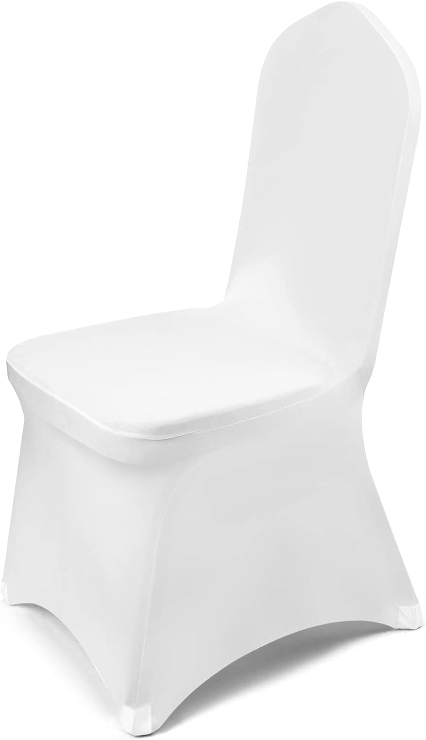 White Chair Covers 50 Pcs Spandex Chair Cover Polyester Elastic Cover Chair Covers for Party Folding Chair Wedding Party Chair Cover Dining Banquet Chair Covers