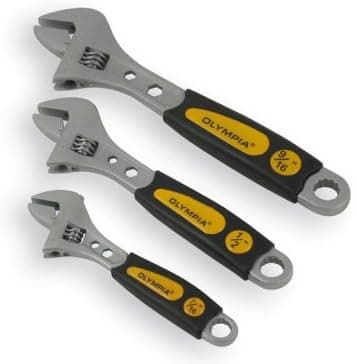 Olympia Tools 01-076 3-Piece Adjustable Wrench Set: 6-Inch, 8-Inch, 10-Inch Cushion Grip