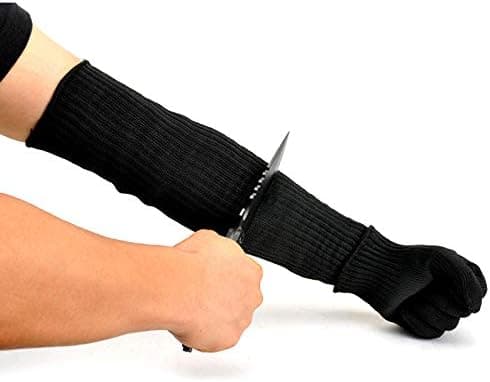 Arm Protective Sleeves, Kevlar Cut Resistant Heat Resistant Sleeve Gloves, Anti Abrasion Safety Armband for Garden Kitchen Farm Work 1 Pair（Black）