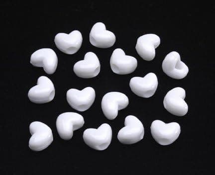 Pony Heart Beads, White OP, 65pc Pkg (Pack of 1)
