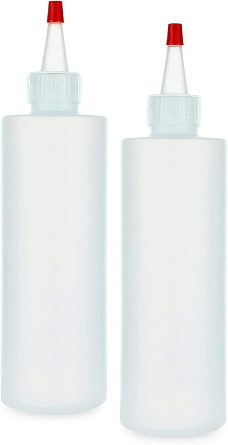BRIGHTFROM Applicator Bottles with Red Top Cap, Squeeze 8 OZ Empty Plastic Bottles, Refillable - Multi Purpose (Pack of 2)