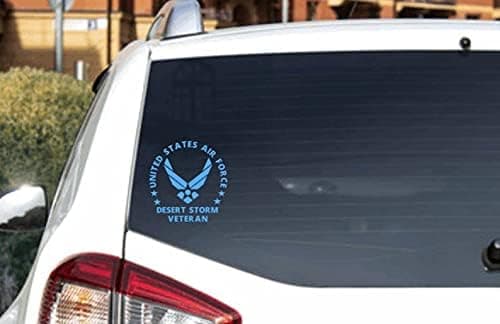 Sticker Desert Storm Veteran AIR Force Decal for Car Truck Bumper Laptop Vinyl Military Armed Forces (Ice Blue)