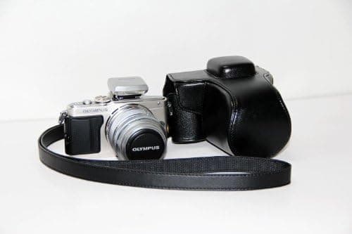 CuteKindService "Ever Ready" Pu Leather Camera Case Cover Bag for Olympus Pen E-pm2 Black