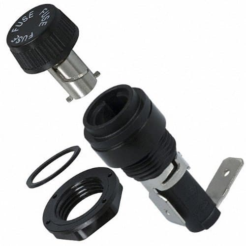 Bussmann BK-HTB-68I-R (HTB-68I) Cartridge Fuse Holder. Front Hex Nut. for 6x30mm (1/4 in x 1-1/4 in) Fuses. Rt. Angle Panel Mount