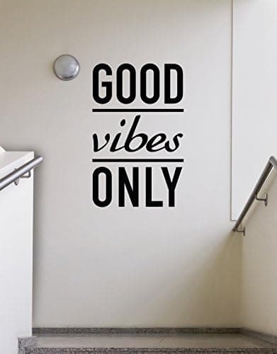 Good Vibes Only Motivational Quote Vinyl Wall Decal Sticker by Stickerbrand 50in X32in. #6011B (Black) - Easy to Apply/Removable. Made in The USA. Black Color
