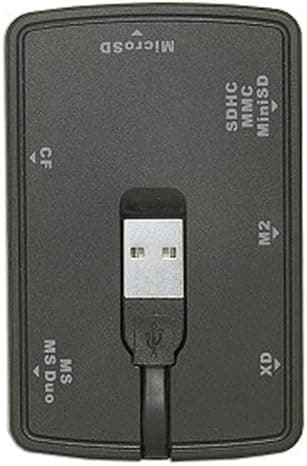 All-In-One 10-in-1 Portable USB 2.0 Card Reader with Built-in Storage for 9 Memory Cards, Black (623A)