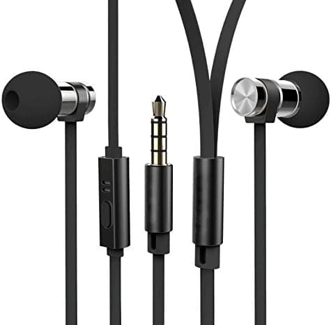 iSens Remax High Resolution Heavy Bass Wired In-ear Metal Headphone Headset Earphone with Microphone for iPhone Android Phone Devices (Black)