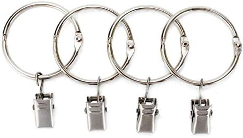 WOIWO 10Pieces Metal Curtain Rings with Clips Easy Open and Close 1.5 inch Interior Diameter