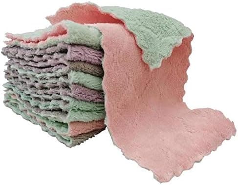NC 10 Pack Kitchen Cloth Dish Towels,Super Absorbent Coral Velvet Dishtowels,Premium Dishcloths, Nonstick Oil Washable Fast Drying (Multicolor)