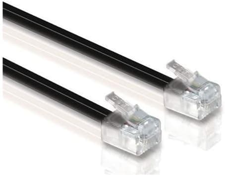 Focuslife 7ft Black Telephone Line Cord Cable Wire RJ11 6P4C DSL Modem Fax Phone to Wall