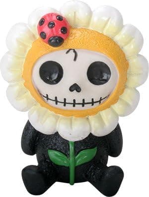 Ebros Gift Furrybones Daisy Figurine Sunflower Hooded Skeleton Monster with Ladybug Collectible Sculpture Decorative