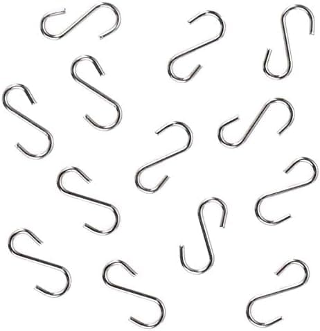 LASSUM 50 PCS Mini S Hooks Connectors Metal S-Shaped Hooks for DIY Crafts, Hanging Jewelry, Key Chain, Tags ((0.87 X 0.63 Inch)