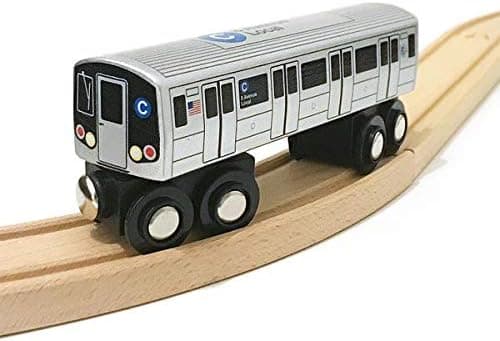 MUNI PALS Munipals New York City Subway Wooden Railway (B Division) C Train/8 Avenue Local–Child Safe and Tested Wood Toy Train