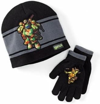 Teenage Mutant Ninja Turtles Boys Hat & Gloves Set One Size Black/Grey
