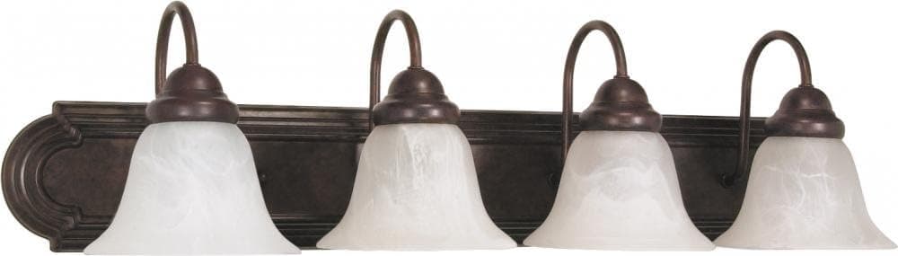 Nuvo 60/326 Four Wall-Vanity Light Fixture, 4, Old Bronze/Alabaster Glass