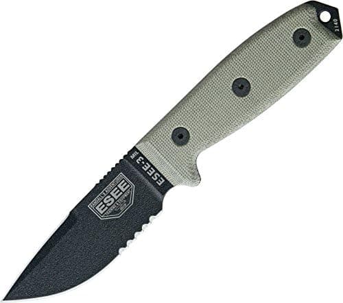 ESEE -3S-CP Glass Breaker Pommel Blades & Micarta Handles with OD Green Molle Sheath, Black