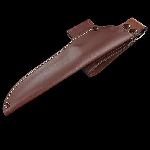 Ottoza Custom Handmade XL Dark Brown Right Hand Leather Knife Sheath for Tracker Knife- Bushcraft Knife - Hunting Knife - Survival Knife -Fixed Blade Knives Horizontal Scout/Cow-Buffalo Leather No:156