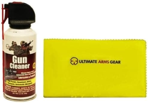 Ultimate Arms Gear Armorer's Gun Cleaner Lubricant Protector Spray Travel Range Field Can Bottle Cleans Loose Dirt, Rust & Corrosion + Gun Care Silicone Lubricated Cleaning Cloth