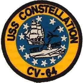 USS, Constellation - Embroidered Patches, Sew On Iron On Patch - 3"
