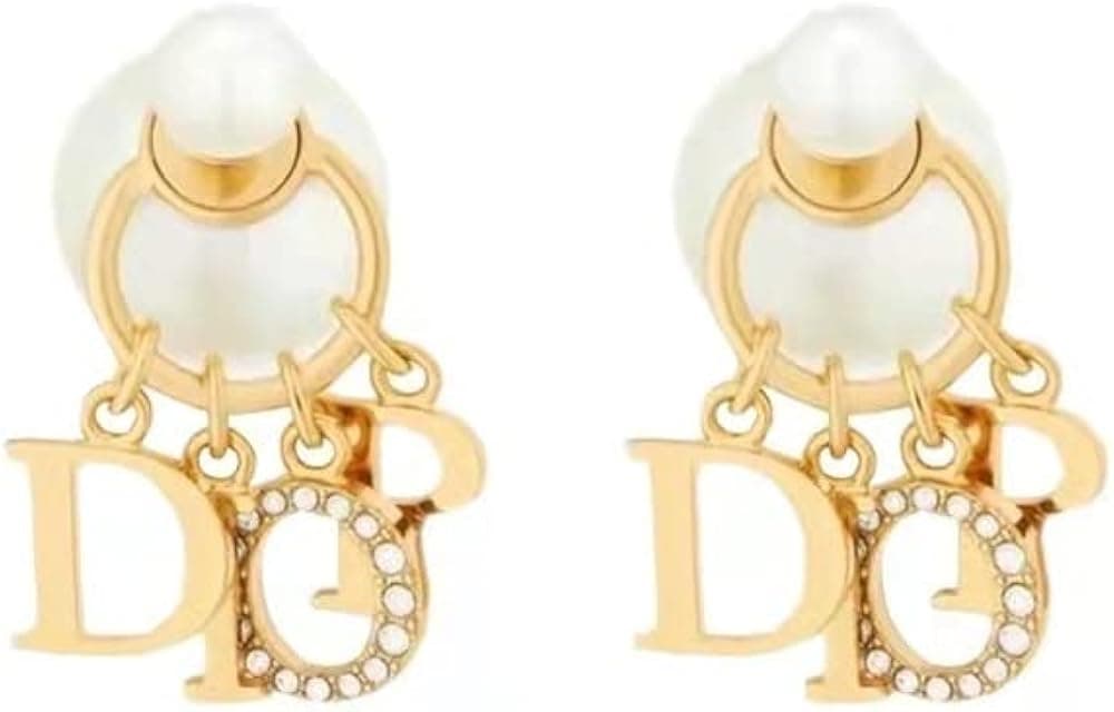 Initial D Earrings CD Earrings Letter Pearl Earrings CD Pearl Dangle Earrings For Women Girls