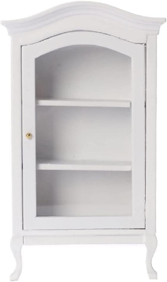 Dollhouse Furniture Display Shelf 1:12 Scale Miniature Bookshelf Cabinet Decoration Classic Wooden Mini Storage for Mini Artificial House Accessories (White)