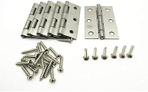 XJS Cabinet Stainless Steel Screw Mounted Door Hinges with mounting Screws (2.5" 6 Pcs)