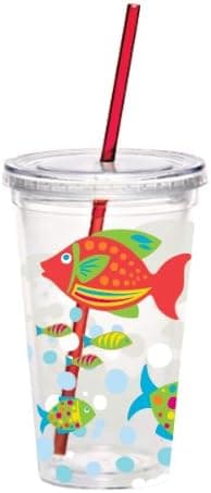 Boston Warehouse Go Fish 16-Ounce Insulated Tumble with Straw
